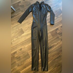 NWOT Black One Piece Faux Leather  Bodysuit Size Medium